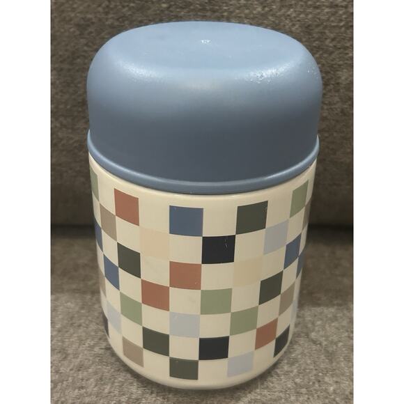 Pillowfort Kids 10 oz Checkered Stainless Steel Food Jar with Spoon - Picture 3 of 8